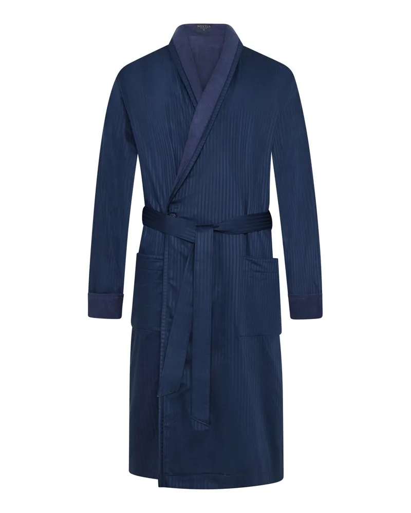 Novila Hausmantel George aus feinem Voile-Satin mit Schattenstreifen in Marine