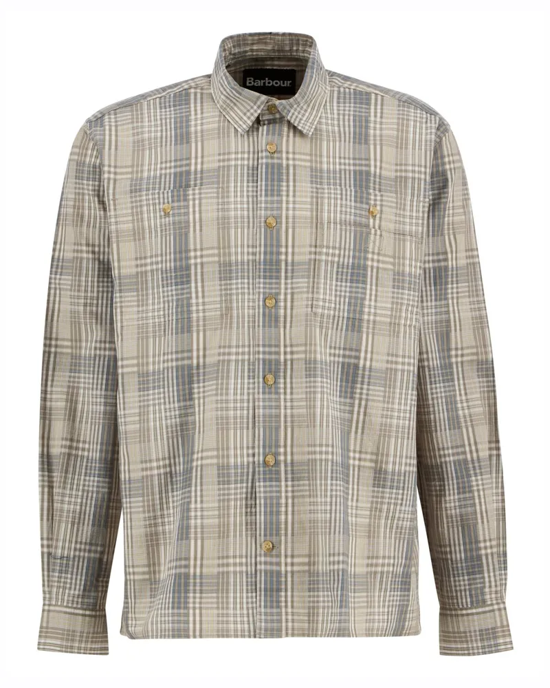 Barbour Leichtes Baumwollhemd mit Tartan-Muster und Brusttaschen in Oliv