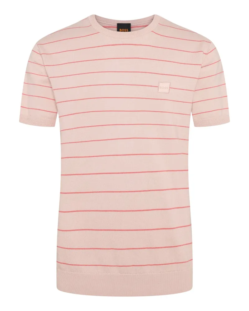 HUGO BOSS T-Shirt aus Baumwollmischung mit Nadelstreifen in Rosenrot