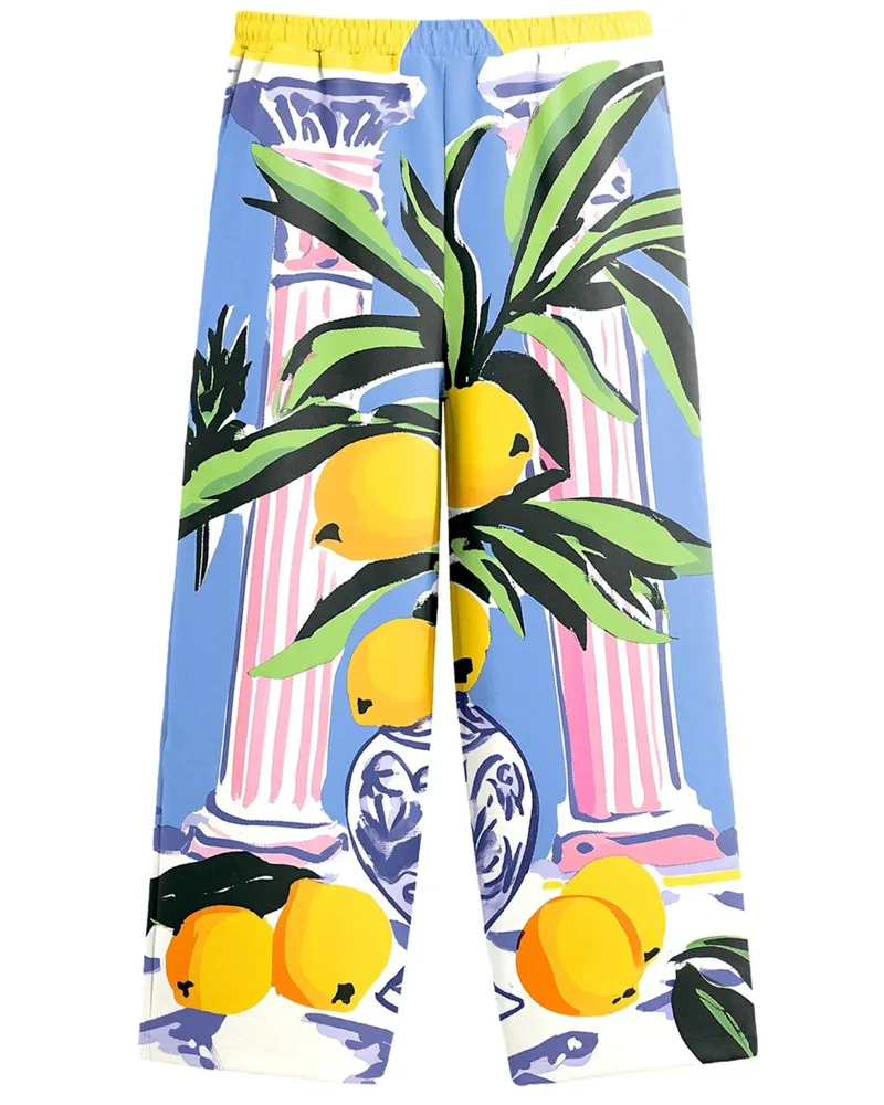 On Vacation Leichte Hose mit Zitronen-Print und Dehnbund in Multicolor