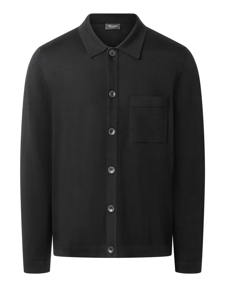 Maerz Leichtes Strick-Overshirt aus Superwash-Merinowolle, Regular in Schwarz