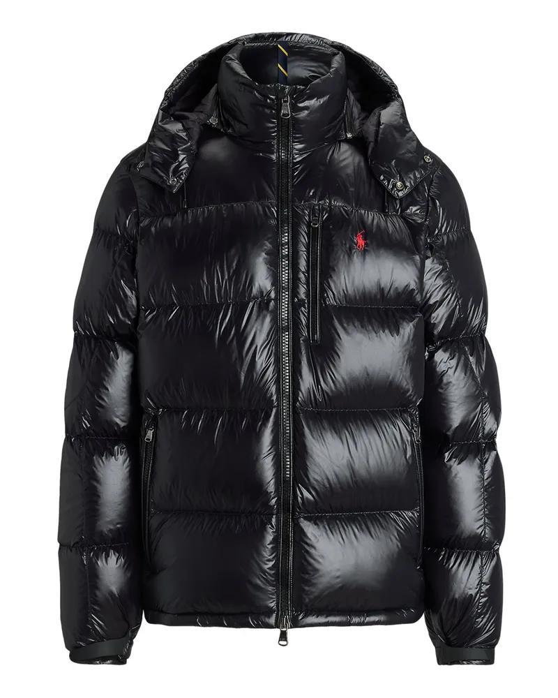 Ralph Lauren Daunenjacke Gorham in Glanz-Optik mit abtrennbarer Kapuze in Schwarz