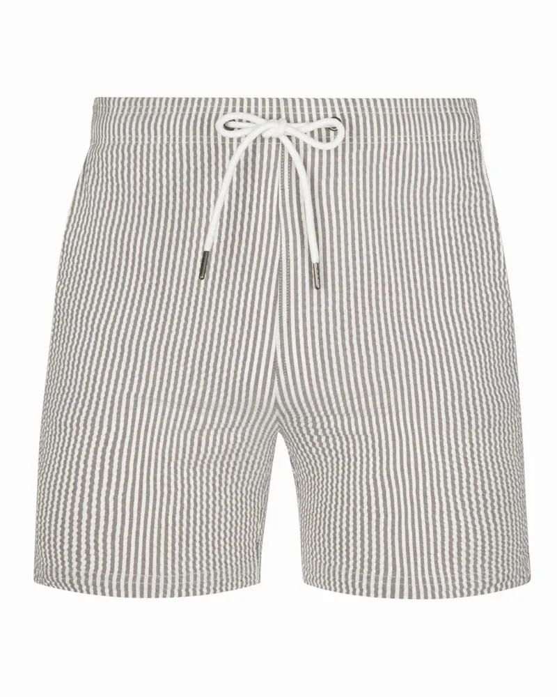 Profuomo Seersucker Badehose aus einem Baumwoll-Stretch-Mix mit Streifen in Grau