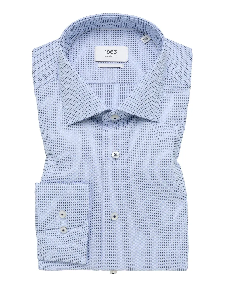 Eterna Vollzwirn Baumwollhemd mit Struktur, Slim Fit in Hellblau