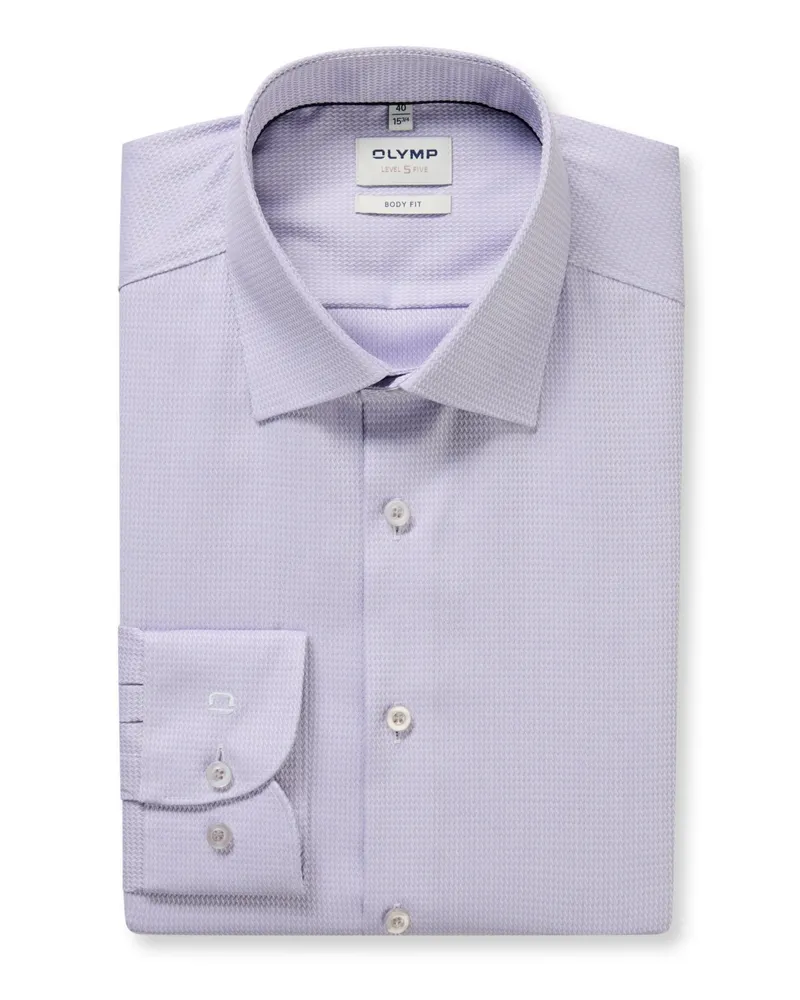 Olymp Level Five, Body Fit, Bügelleichtes Hemd mit Stretchanteil in Lila