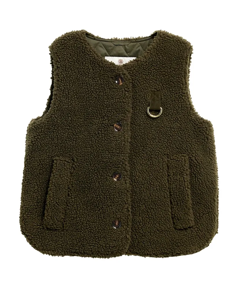 Barbour Damen-Weste aus recyceltem Teddy-Fleece mit Wattierung in Oliv