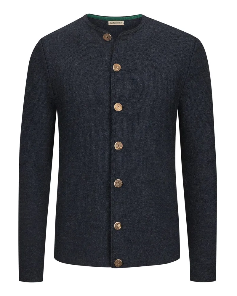 Gottseidank Trachtenstrickjacke Aloisius aus Schurwolle in Denim