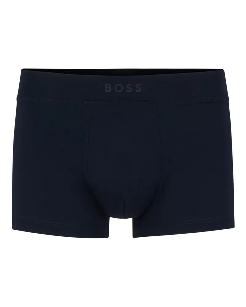 HUGO BOSS 4 Way-Stretch Trunk mit Label-Print aus Microfaser in Marine