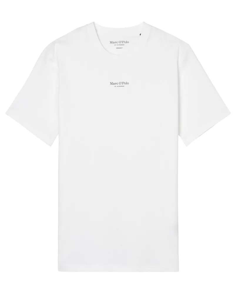 Marc O'Polo T-Shirt aus Baumwolle mit Label-Print, Regular Fit in Weiß