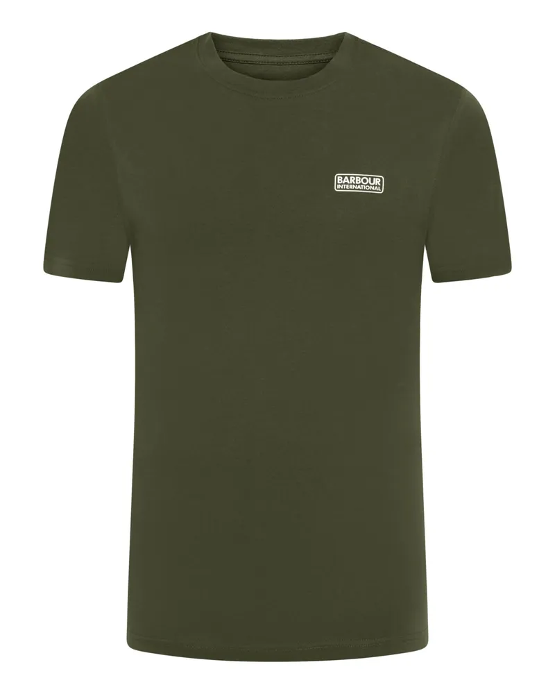 Barbour Unifarbenes Basic-T-Shirt mit gummiertem Logo-Emblem, Slim Fit in Grün