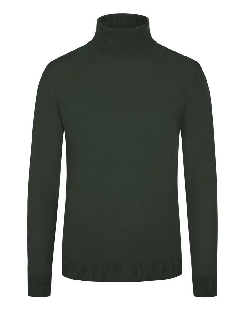 Tom Rusborg Glatter Rollkragenpullover aus Merinowolle in Oliv