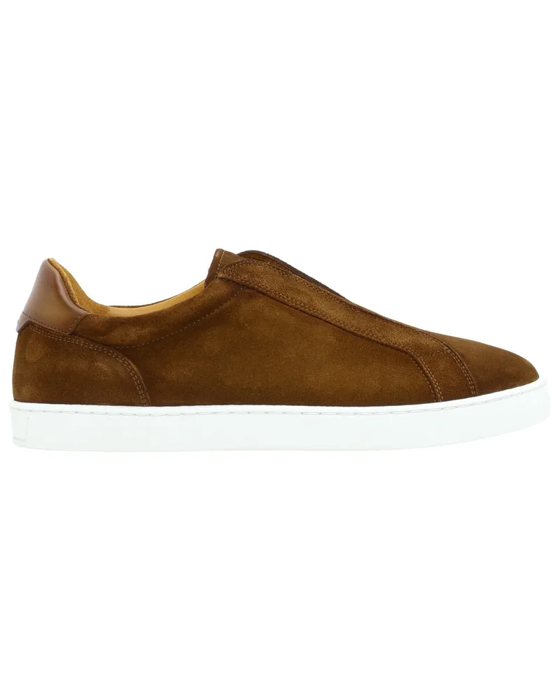 Magnanni Handgefertigte Slip On-Sneaker aus weichem Wildleder in Braun