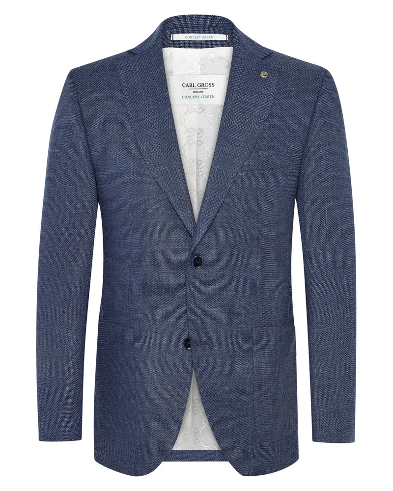 Carl Gross Strukturiertes Sakko mit Stretch und Leinen, 24/7 Flex, Modern Fit in Blau