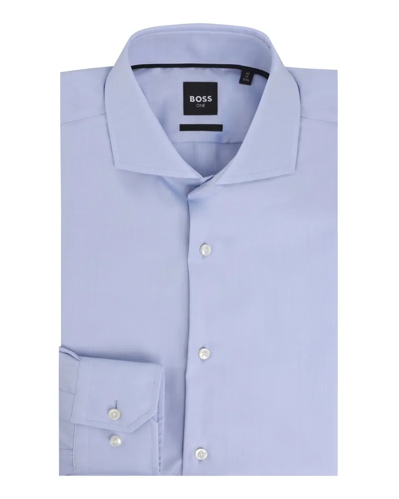 HUGO BOSS Knitterfreies Hemd mit Haifischkragen, Regular Fit in Hellblau