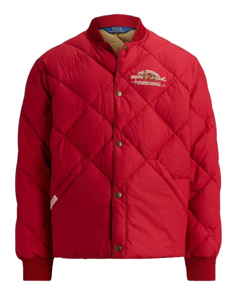 Ralph Lauren Daunenjacke Sportsman in Rautensteppmuster in Rot