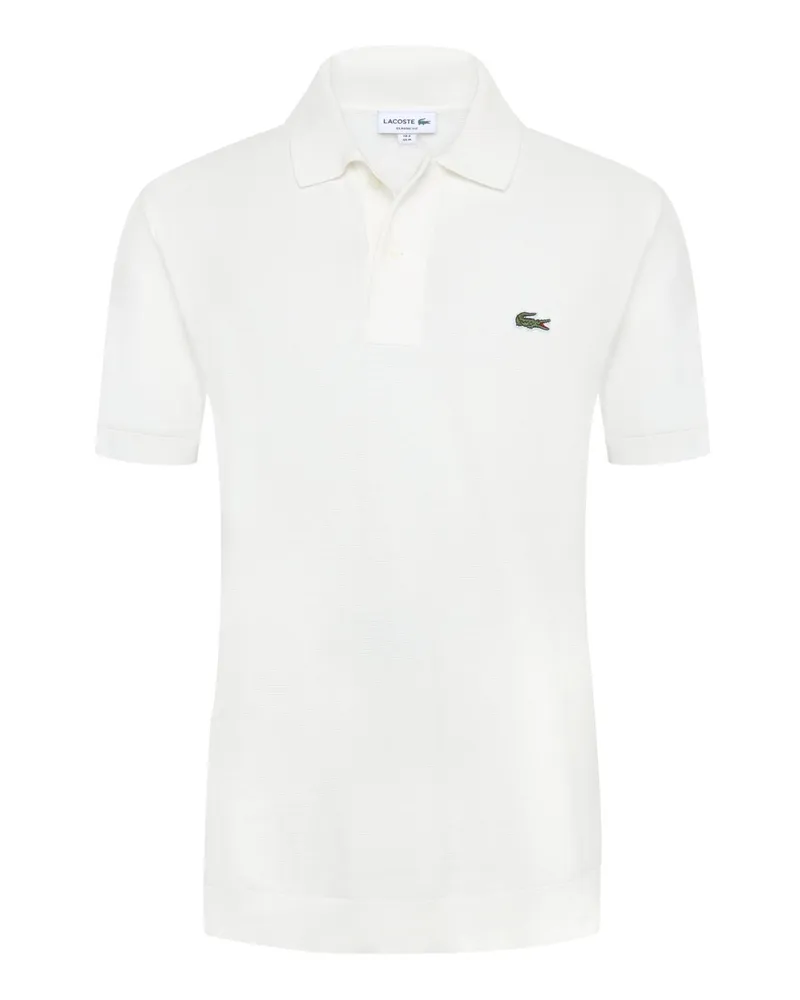 Lacoste Softes Strick-Poloshirt mit kleinem Krokodil-Aufnäher, Classic Fit in Offwhite