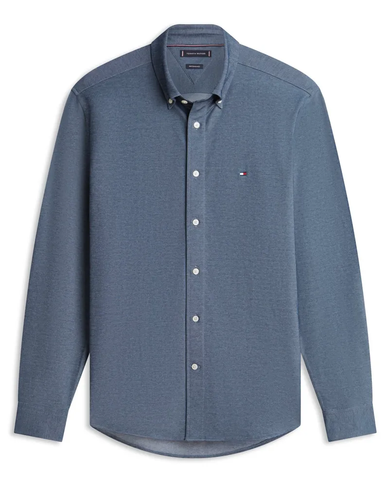 Tommy Hilfiger Leichtes Oxfordhemd mit Stretchanteil und Logo-Stickerei in Marine
