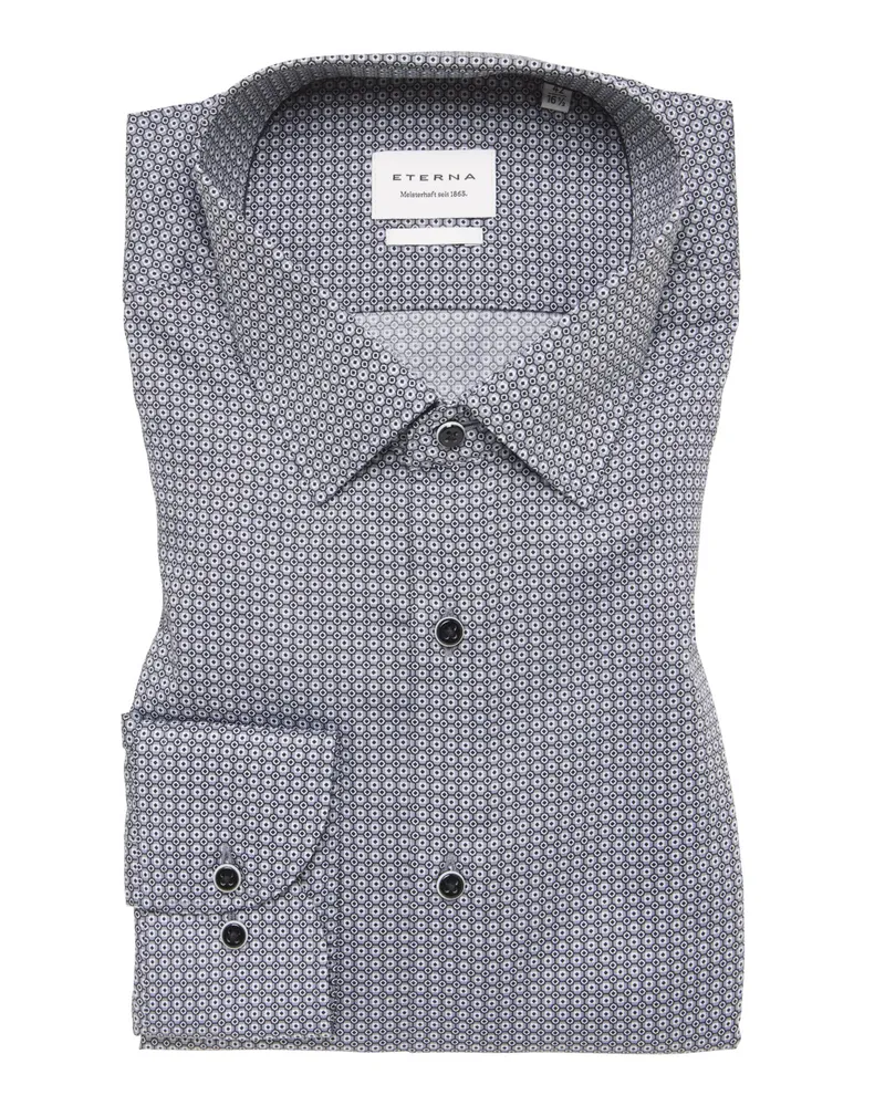 Eterna Bügelfreies Baumwollhemd mit Print, Comfort Fit in Grau