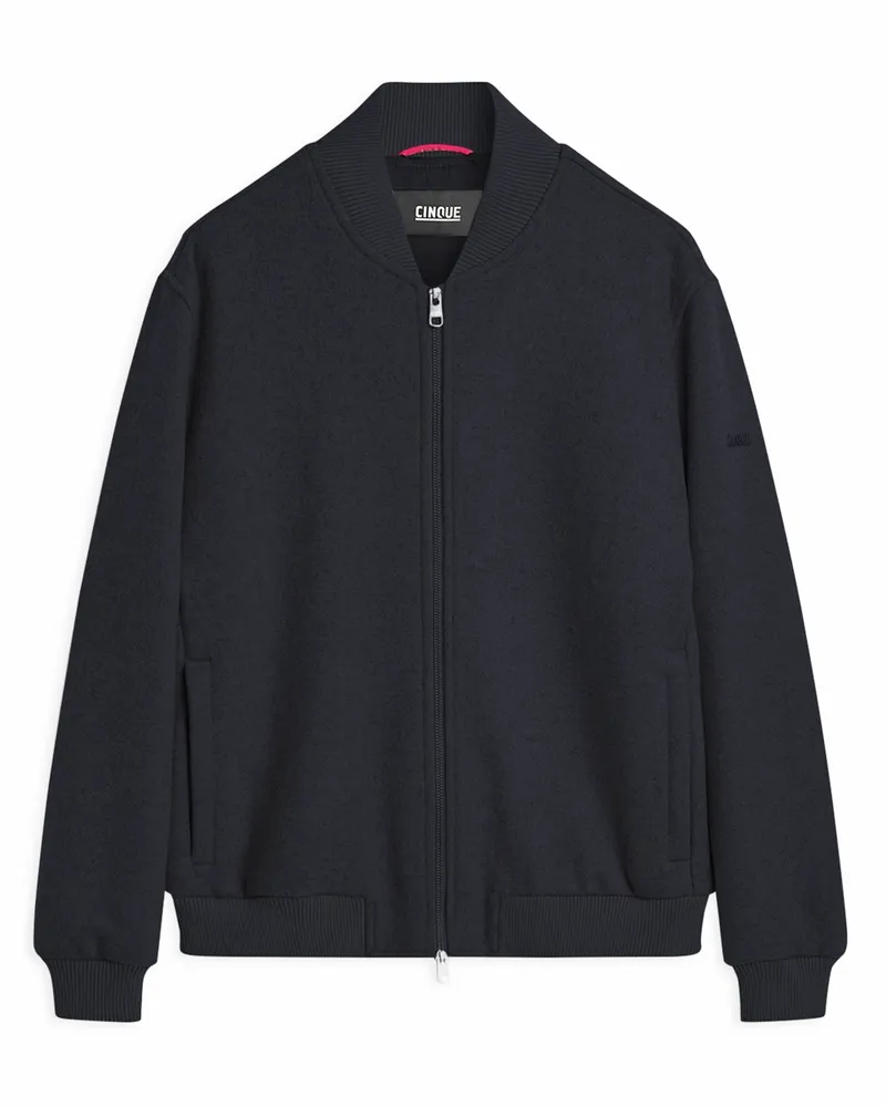 cinque Blouson aus einem Wollgemisch mit Label-Aufnäher in Marine