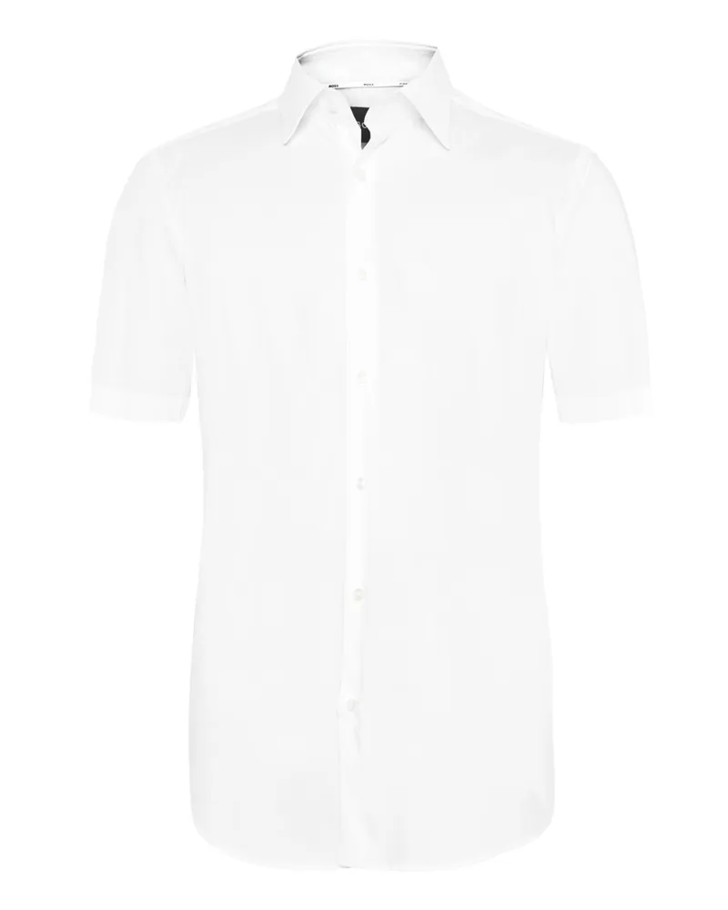 HUGO BOSS Unifarbenes Kurzarmhemd in Stretch-Qualität, Regular Fit in Weiß