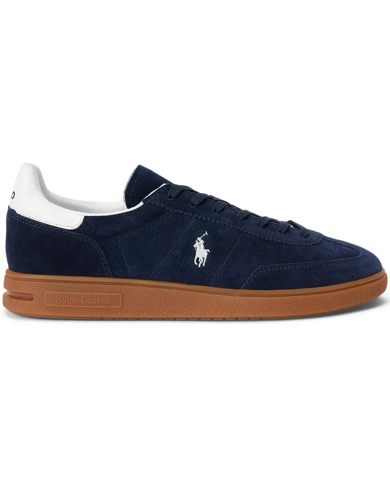 Ralph Lauren Low Top-Sneaker aus Veloursleder mit Pony-Stickerei in Marine