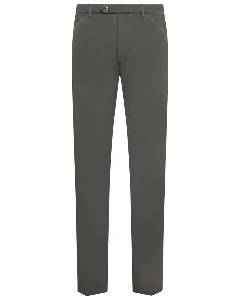 Meyer Hosen Micro Structure-Chino Chicago aus Bio-Baumwolle, Modern Fit in Grün