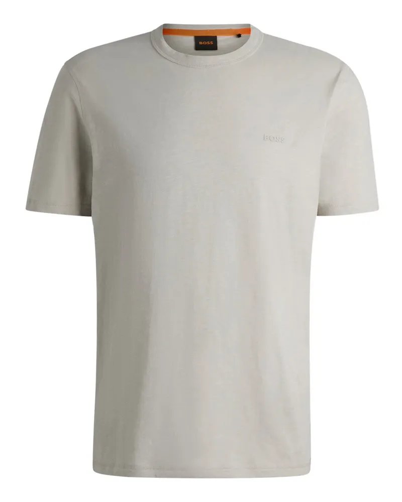 HUGO BOSS Leichtes T-Shirt mit gummiertem Logo-Schriftzug in Beige