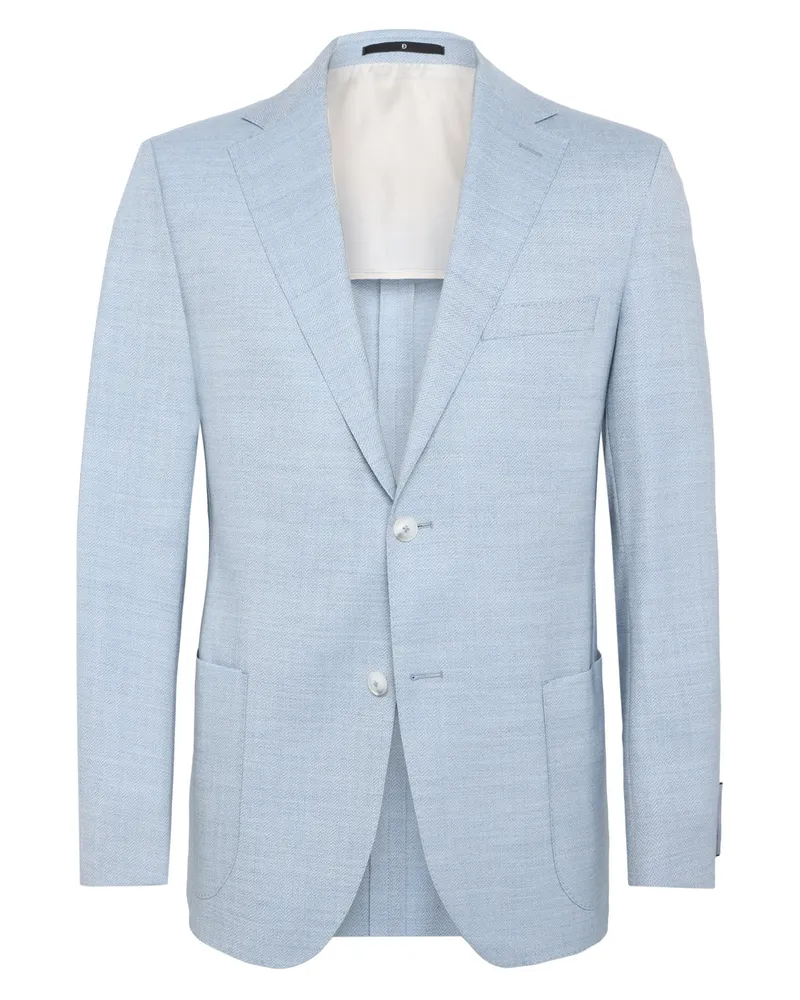 Dressler Sakko aus Wolle und Stretch mit Fischgrät-Muster, Regular Fit in Hellblau
