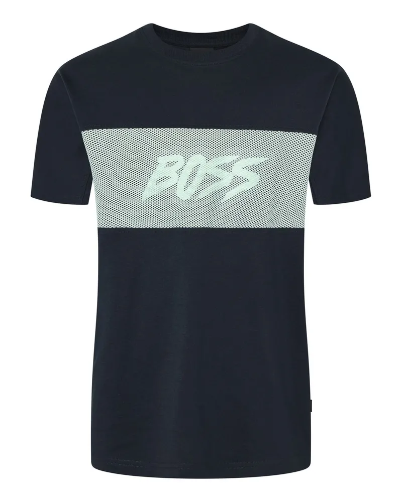 HUGO BOSS T-Shirt aus Baumwolle mit Front-Print in Schwarz