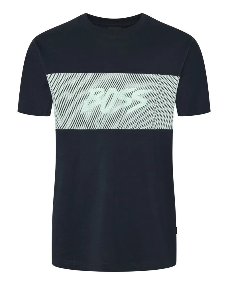 HUGO BOSS T-Shirt aus Baumwolle mit Front-Print in Schwarz