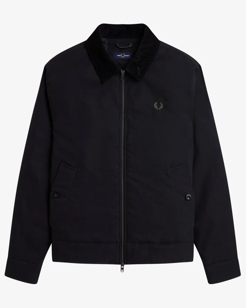 Fred Perry Urbane Jacke mit Cordkragen und gesteppten Innenfutter in Schwarz