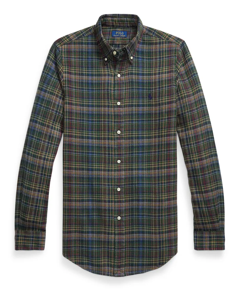 Ralph Lauren Flanellhemd mit Karo-Muster und Reiter-Stickerei, Custom Fit in Tanne