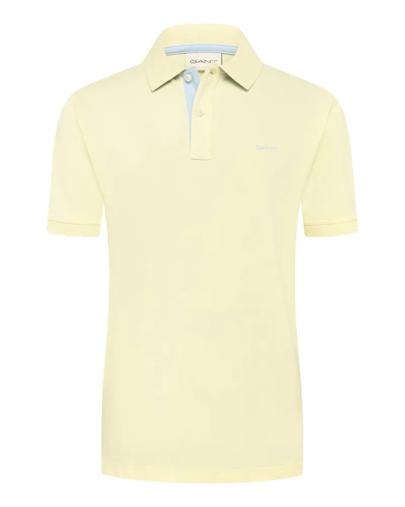 Gant Piqué-Poloshirt mit Stretchanteil und Label-Stickerei, Regular Fit in Gelb