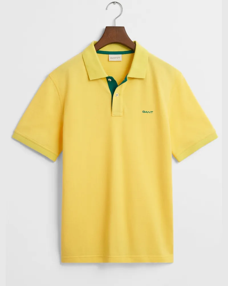 Gant Poloshirt mit Kontrast-Details aus Stretch-Piqué in Gelb