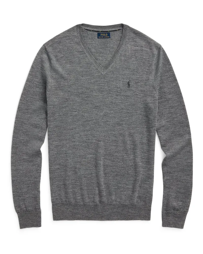 Ralph Lauren Pullover aus waschbarer Merinowolle, Slim Fit in Grau