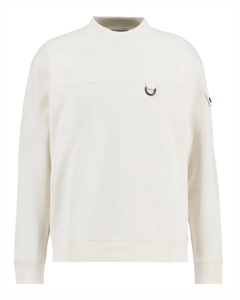 Barbour Sweatshirt aus Baumwolle mit Ärmeltasche, Oversized Fit in Offwhite
