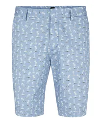 HUGO BOSS Bermudas mit Palmen-Print, Slim Fit Hellblau