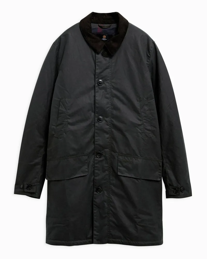 Barbour Wattierte Wachsjacke Mac mit Cordkragen in Grün