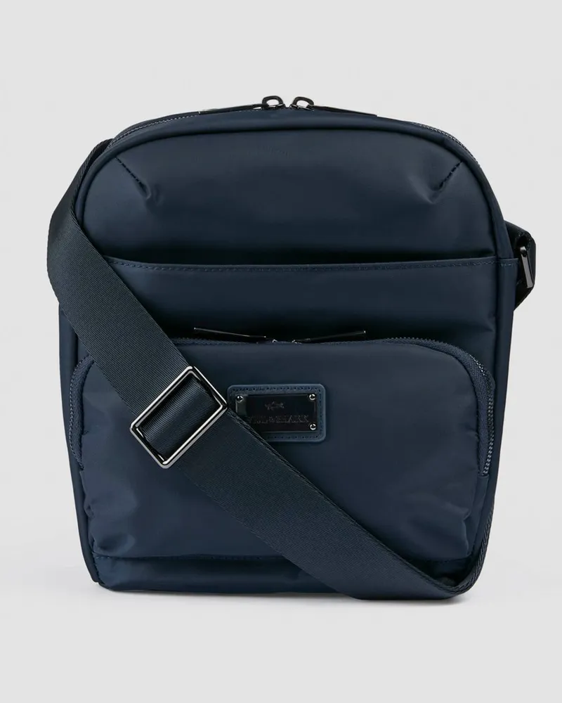 Paul & Shark Umhängetasche mit Label-Aufnäher und Lederakzenten in Marine