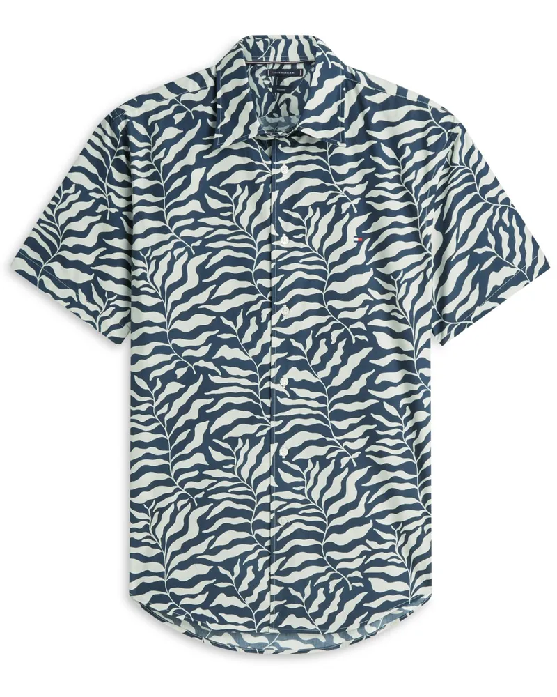 Tommy Hilfiger Kurzarmhemd in Paper-Touch-Haptik, Regular Fit in Marine