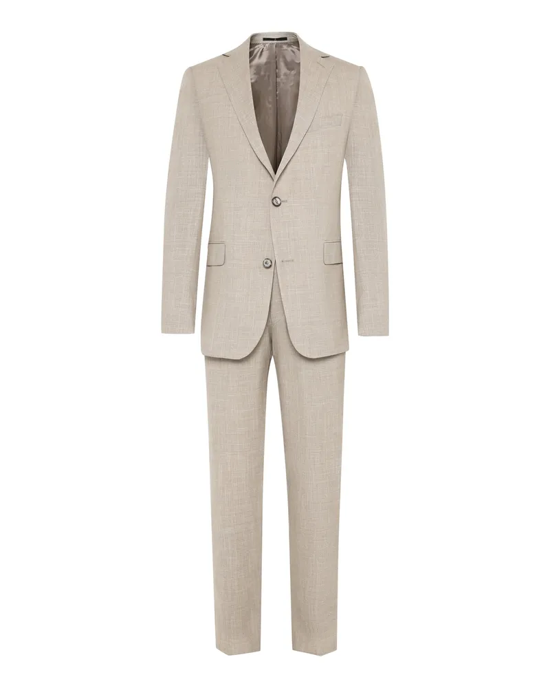Dressler Anzug aus Wolle mit Seide und Leinen, Shaped Fit in Beige