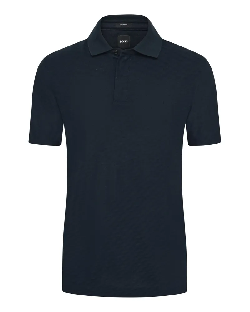HUGO BOSS Unifarbenes Poloshirt in Jaquard-Strickmuster in Marine