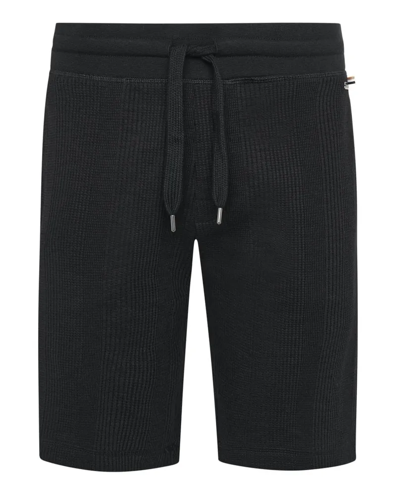 HUGO BOSS Strukturierte Homewear-Shorts aus einem Baumwollmischgewebe in Schwarz