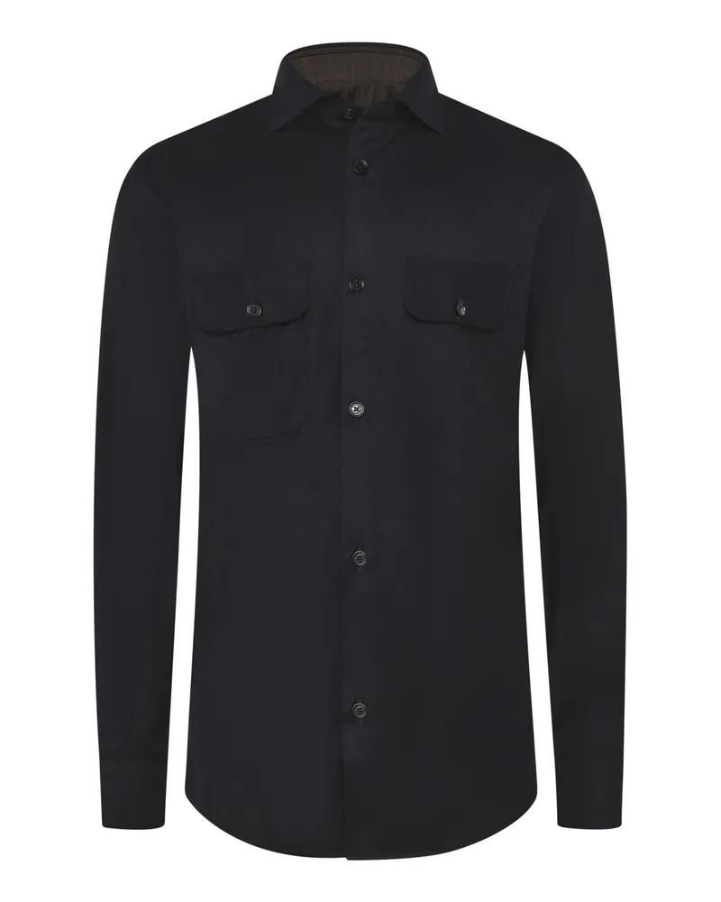 Maurizio Baldassari Cord-Overshirt mit Haifischkragen, Straight Fit in Marine