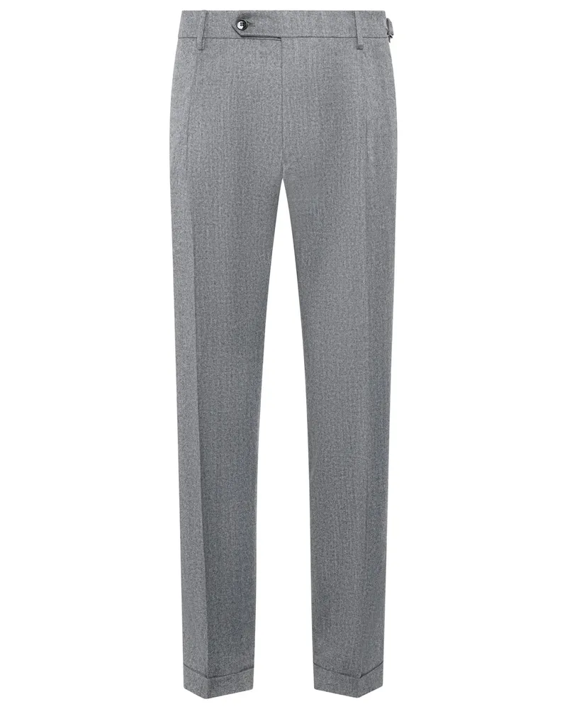 Berwich Softe Flanellhose aus Schurwolle mit Riegelverschluss in Grau