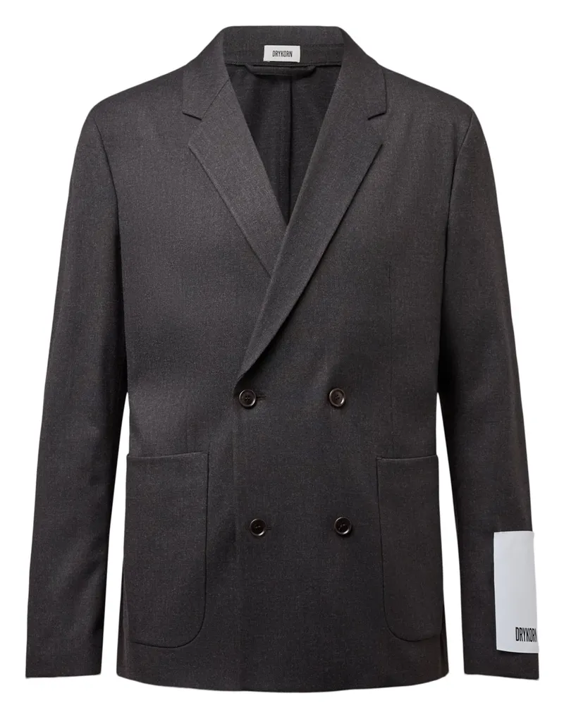 Drykorn Zweireihiges Anzugsakko im Wool-Look, Regular Fit in Dunkelbraun