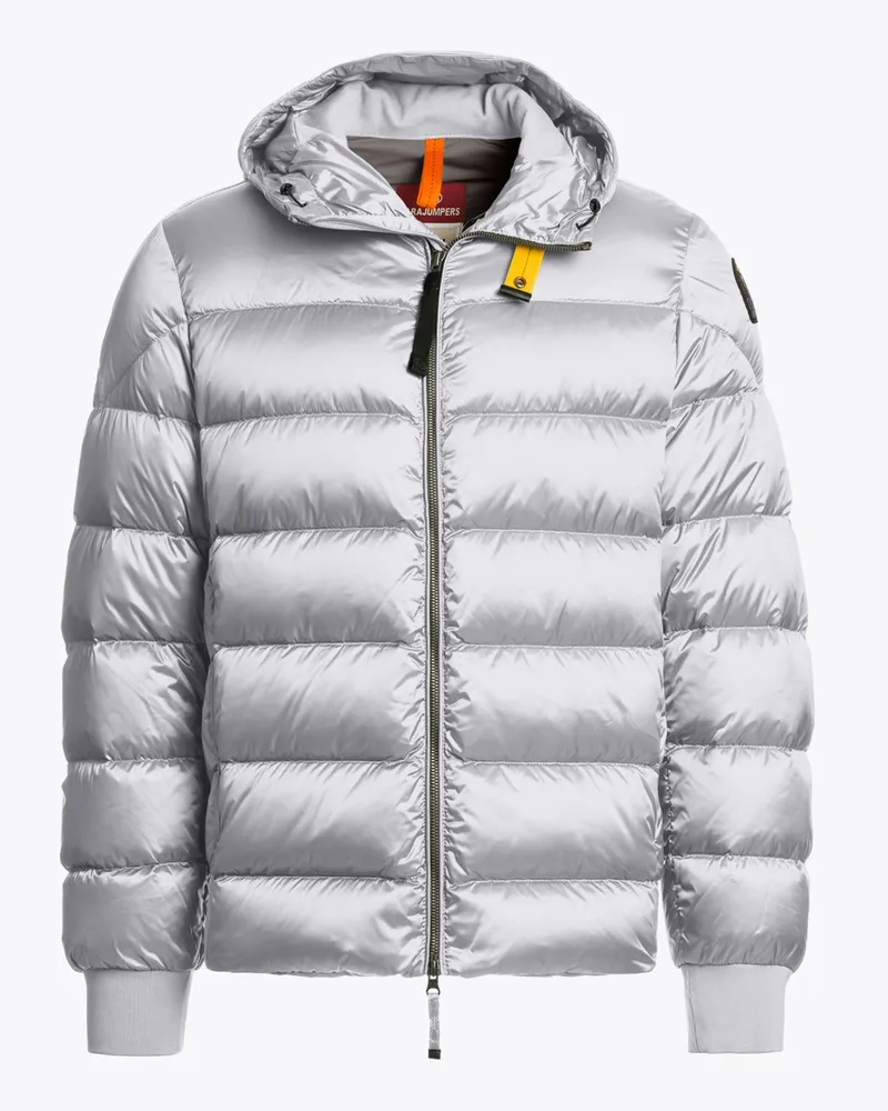 Parajumpers Gesteppte Bomberjacke Pharell mit Daunenfüllung und Kapuze in Silber