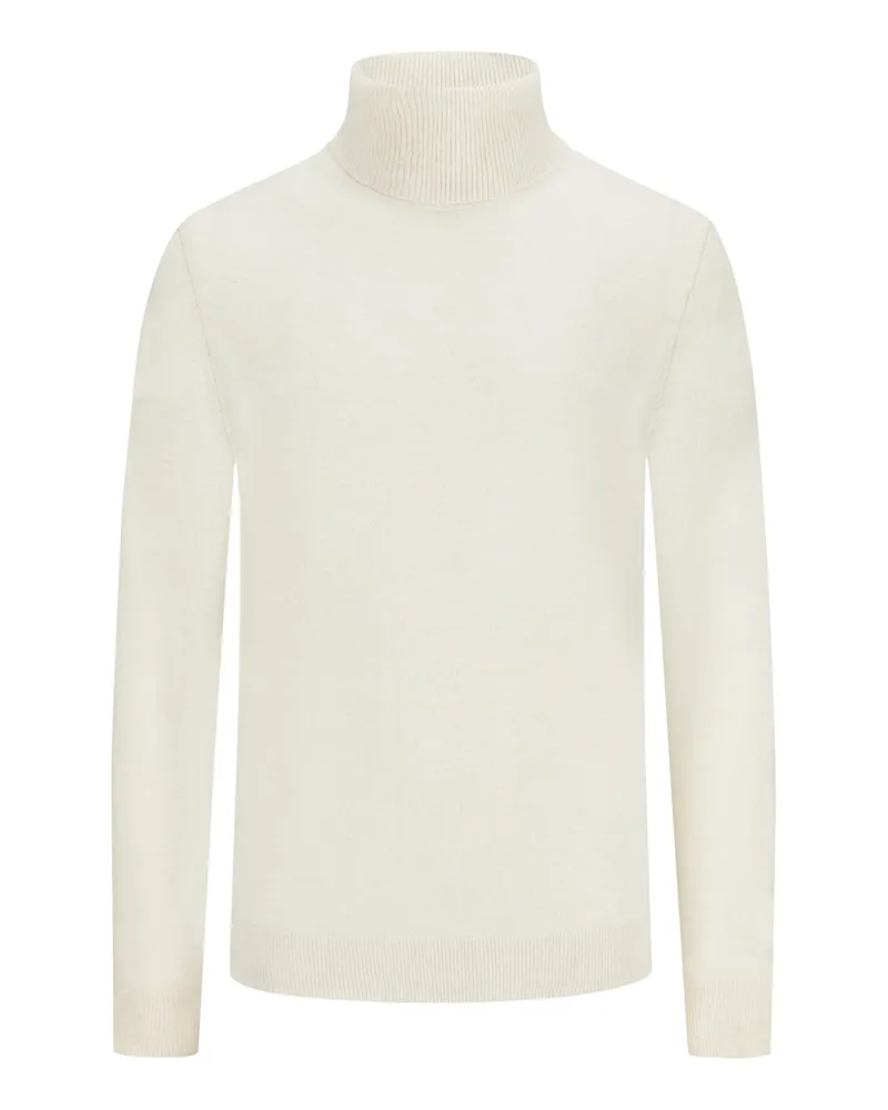 Tom Rusborg Leichter Kaschmirpullover mit Rollkragen in Offwhite