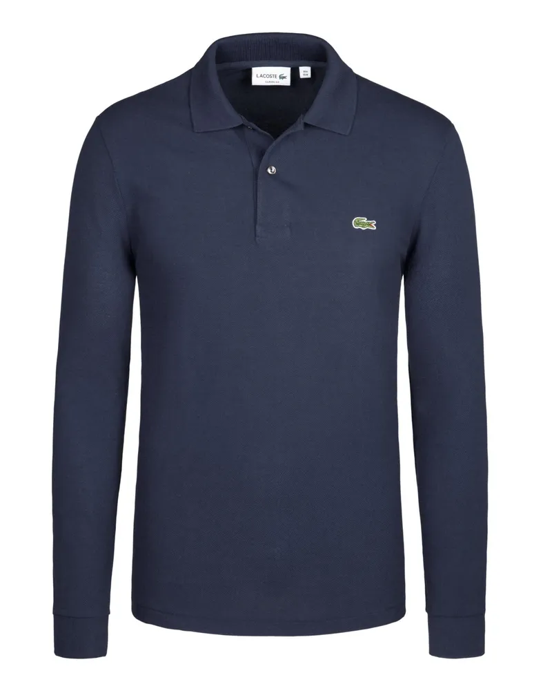 Lacoste Langarm-Poloshirt in Piqué-Qualität mit Aufnäher, Classic Fit in Marine