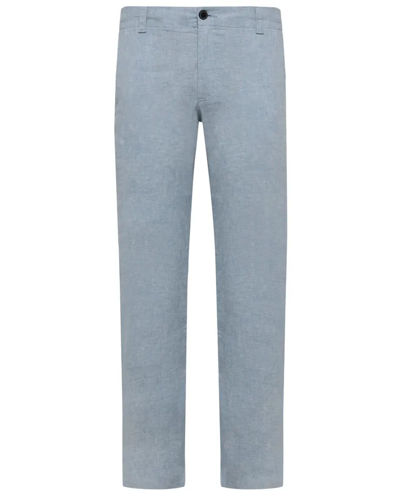 HUGO BOSS Hose aus einem Leinenmischgewebe mit Dehnbund, Regular Fit in Blau